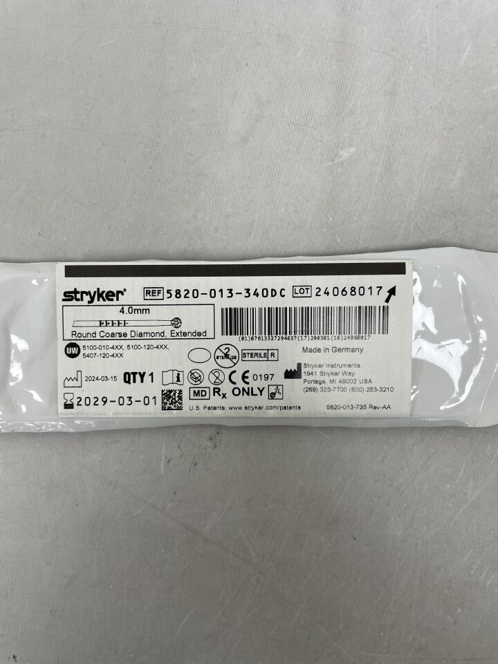 5820-013-340DC - STRYKER - 4.0mm Round Coarse Diamond, Extended , ( ) - ( Expiry Date : )