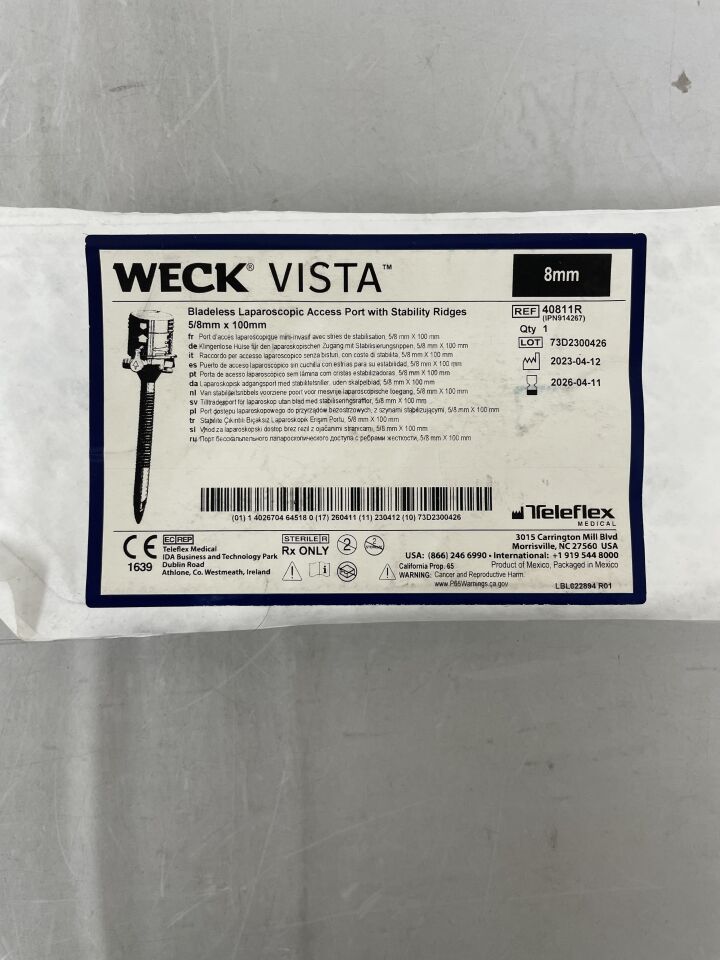 40811R - TELEFLEX - CooperSurgical Weck Vista Bladeless Laparoscopic Access Port w/Stability Ridges 8mm , ( ) - ( Expiry Date : )