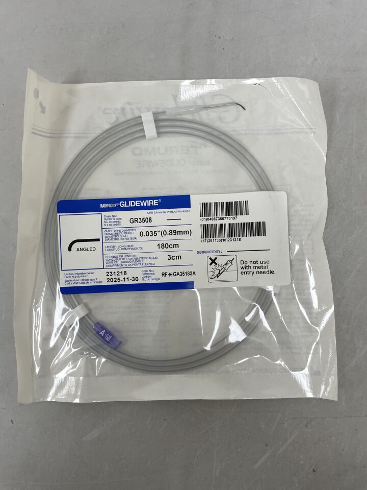 GR3508 - TERUMO - Glidewire Standard Hydrophilic Coated Guidewire, 0.035 in. dia. x 180 cm Length , ( ) - ( Expiry Date : )