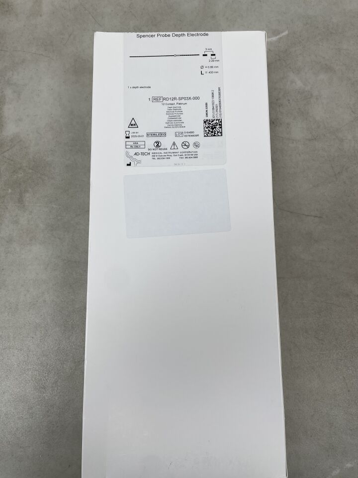 RD12R-SP03X-000 - ADTECH MEDICAL - Spencer Probe Depth Electrode, 12 Platinum Contacts, (BX/1) - ( Expiry Date: 2025-03-01 )