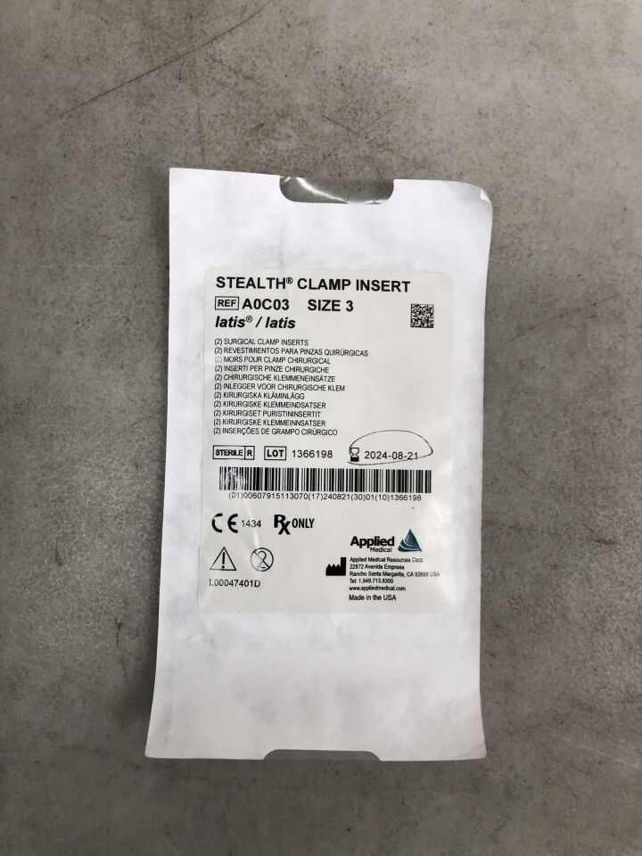 A0C03 - APPLIED MEDICAL RESOURCES - Stealth Surgical Latis/Latis Clamp Inserts, 60mm, (EA) - ( Expiry Date: 2024-08-21 )