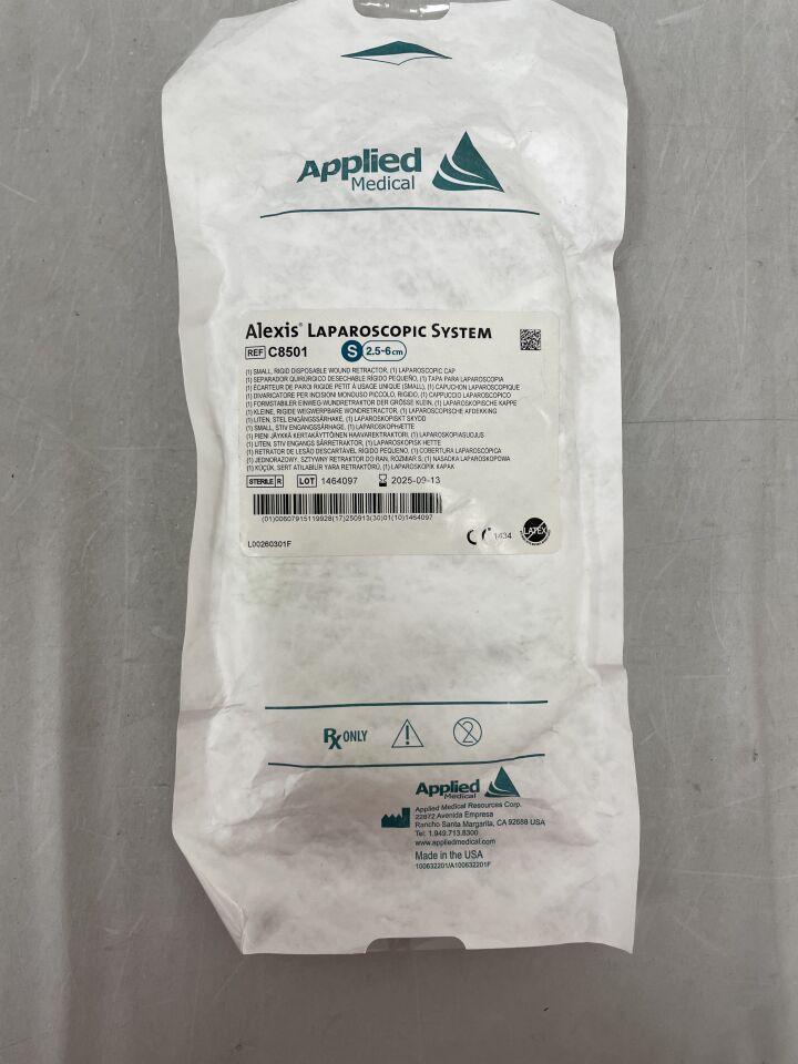 C8501 - APPLIED MEDICAL RESOURCES - Alexis Laparoscopic System with Small, Rigid Wound Retractor & Laparoscopic Cap, 2.5-6cm, (EA) - ( Expiry Date: 2025-09-13 )