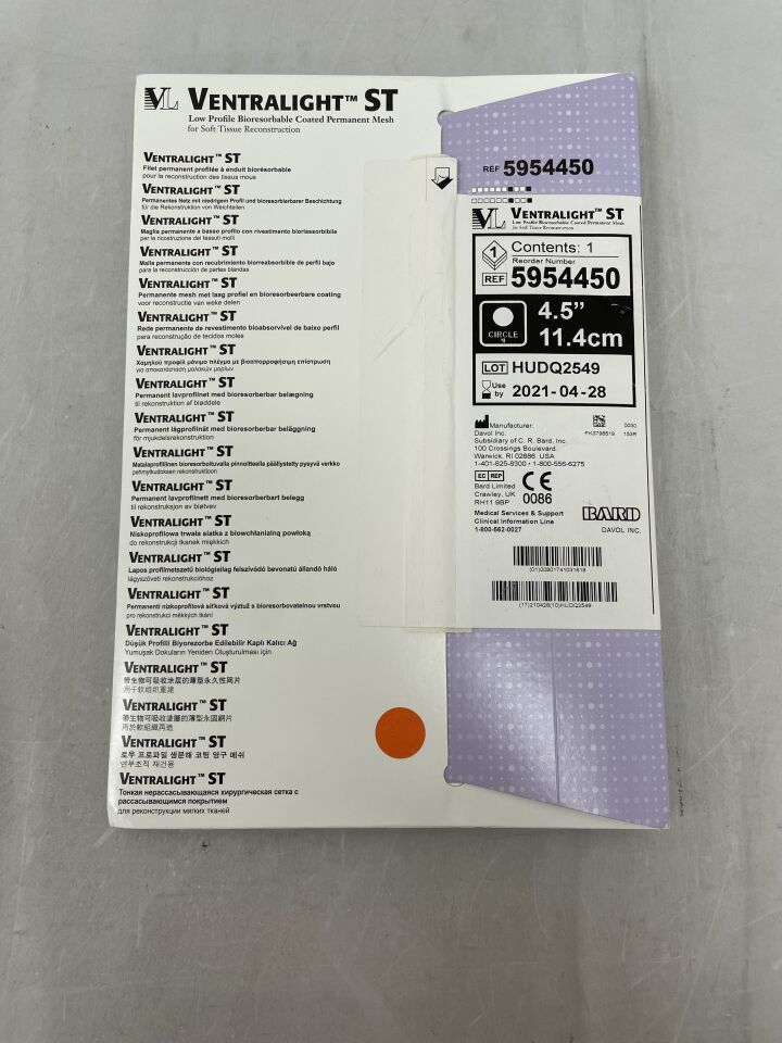 5954450 - BARD - Ventralight ST Mesh: 4.5" Circle, (BX/1) - ( Expiry Date: 2021-04-28 )