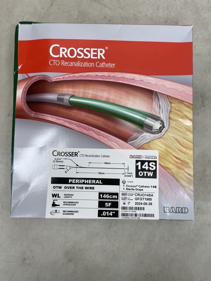 CRUO14SA - BARD - Crosser CTO Recanalization Catheter: 14S Peripheral, OTW, (BX/1) - ( Expiry Date: 2024-06-28 )