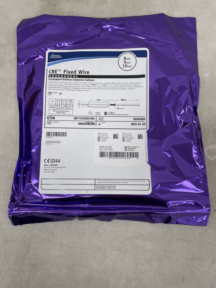 5834 - BOSTON SCIENTIFIC - CRE Fixed Wire Balloon Dilatation Catheter - Esophageal - 8mm x 9mm x 10mm, (EA) - ( Expiry Date: 2025-01-29 )