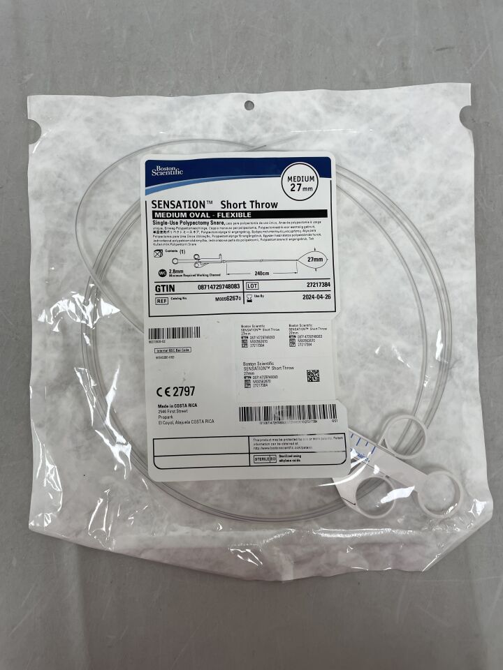 6267 - BOSTON SCIENTIFIC - SENSATION Short Throw Single-Use Polypectomy Snare - Medium Oval, Flexible - 27mm, () - ( Expiry Date: 2024-04-26 )