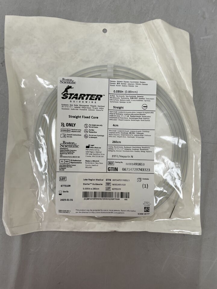 49161 - BOSTON SCIENTIFIC - Starter Guidewire - Straight Fixed Core - .035'' x 260cm, (EA) - ( Expiry Date: 2025-01-31 )