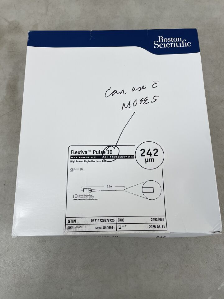 L840691 - BOSTON SCIENTIFIC - Flexiva Pulse ID High Power Laser Fiber, 50W, 80Hz max frequency, (BX/5) - ( Expiry Date: 2025-08-11 )
