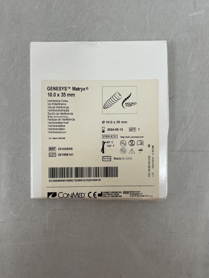 231035M5 - CONMED - GENESYS MATRYX INTERFERENCE SCREW, 10 x 35mm, (BX/1) - ( Expiry Date: 2024-08-12 )