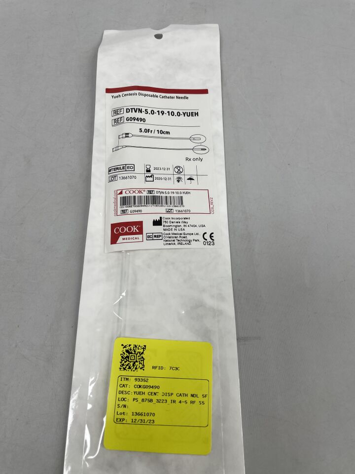 G09490 - COOK - Yueh Centesis Disposable Catheter Needle, 5.0 Fr, 10cm, (EA) - ( Expiry Date: 2025-04-19 )