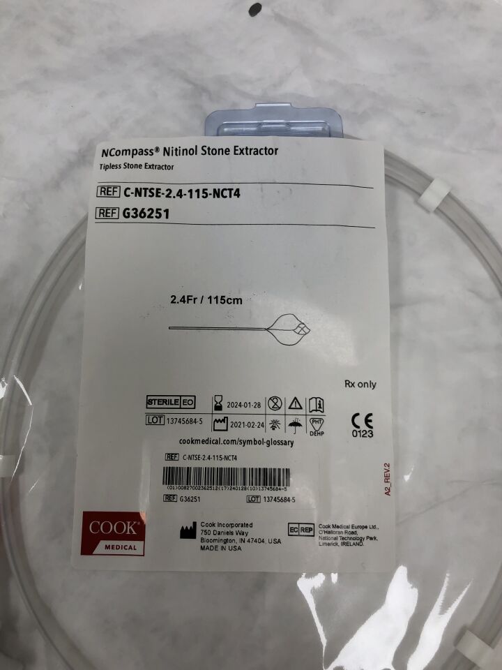 G36251 - COOK - NCompass Nitinol Stone Extractor Tipless 2.4F/115cm, (EA) - ( Expiry Date: 2025-01-12 )