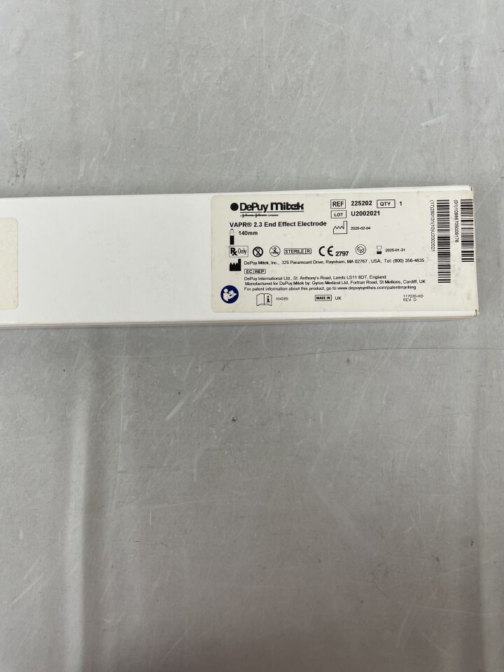 225202 - DEPUY - vapr 2.3 end effect electrode, 140mm, (BX/1) - ( Expiry Date: 2025-01-31 )