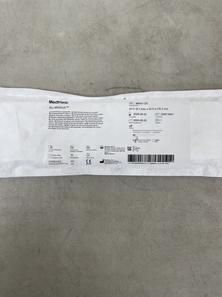 96600-125 - MEDTRONIC - Bio-Medicus NextGen Femoral Venous Cannula 25F x 76.2cm, 3/8" Non-Vented , ( EA ) - ( Expiry Date : 2028-08-20 )