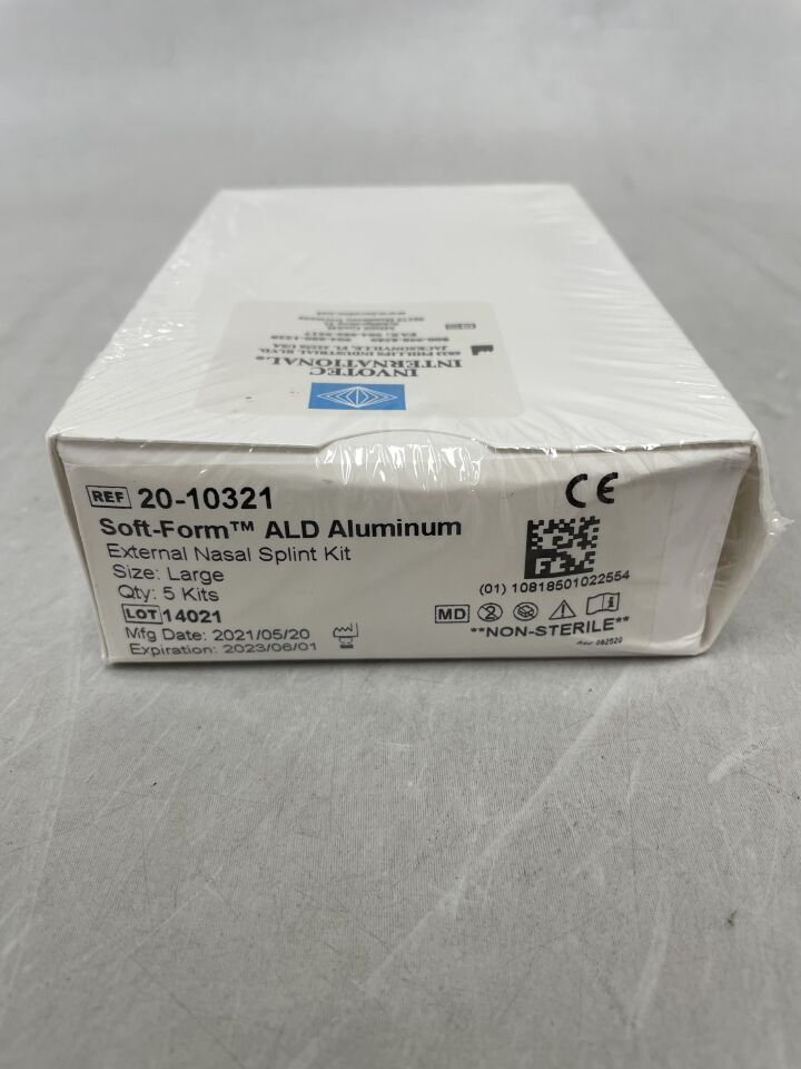 20-10321 - INVOTEC - Soft-Form Padded AL-D Aluminum Nasal Splint, Kit, Size L , (BX/5) - ( Expiry Date: 2023-06-01 )