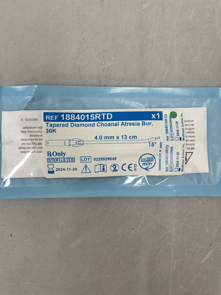 1884015RTD - MEDTRONIC - 30K Tapered Diamond Choanal Atresia Bur, 4.0mm x 13cm, 15°, (EA) - ( Expiry Date: 2024-11-20 )