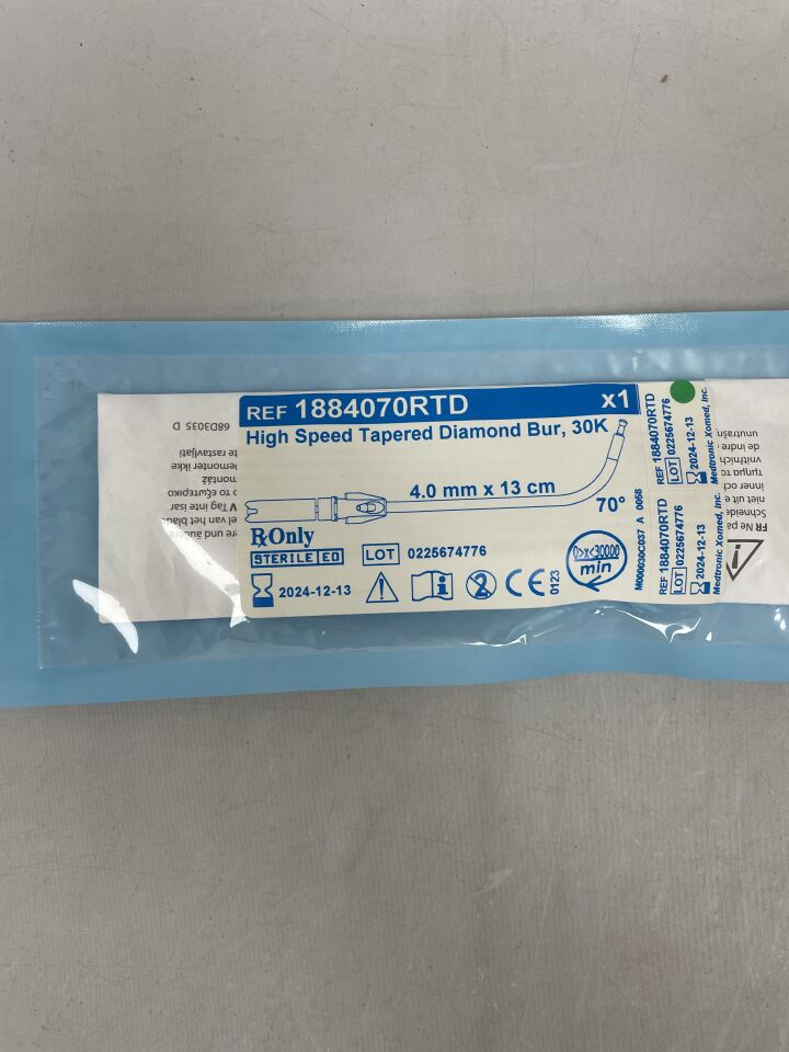 1884070RTD - MEDTRONIC - High Speed Tapered Diamond Bur, 30K, 4mm X 13cm, (EA) - ( Expiry Date: 2024-12-13 )