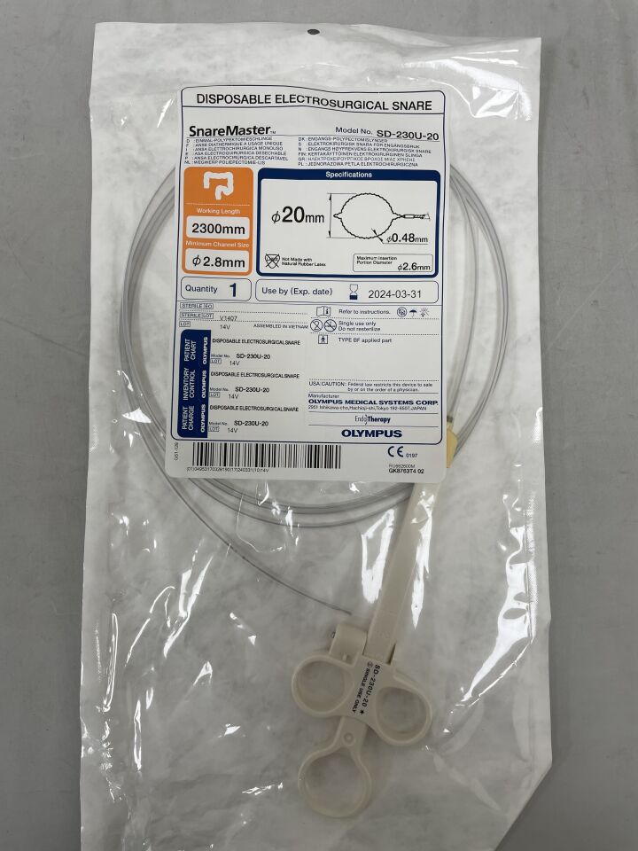 SD-230U-20 - OLYMPUS - SnareMaster 2.8mm x 230cm x 20mm, Oval Spiral
, () - ( Expiry Date: 2025-05-31 )