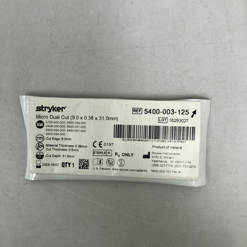 5400-003-125 - STRYKER - Micro Dual Cut, 9.0 x 0.38 x 31.0mm, (EA) - ( Expiry Date: 2018-11-01 )