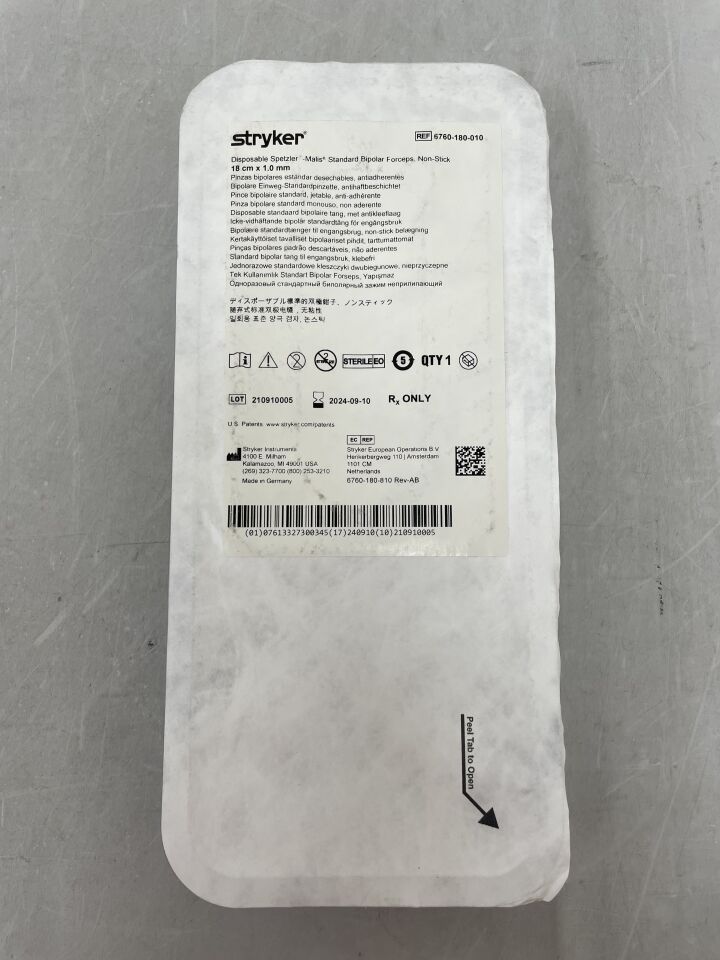 6760-180-010 - STRYKER - Spetzler-Malis Standard 7" Bipolar Forceps, 1.0mm, (EA) - ( Expiry Date: 2024-09-10 )