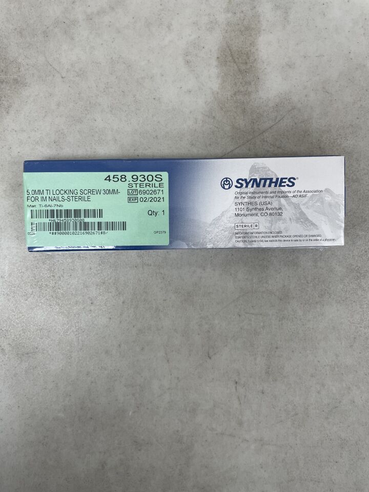 458.930S - SYNTHES - 5.0mm ti locking screw 30mm- for im nails, (BX/1) - ( Expiry Date: 2021-08-12 )