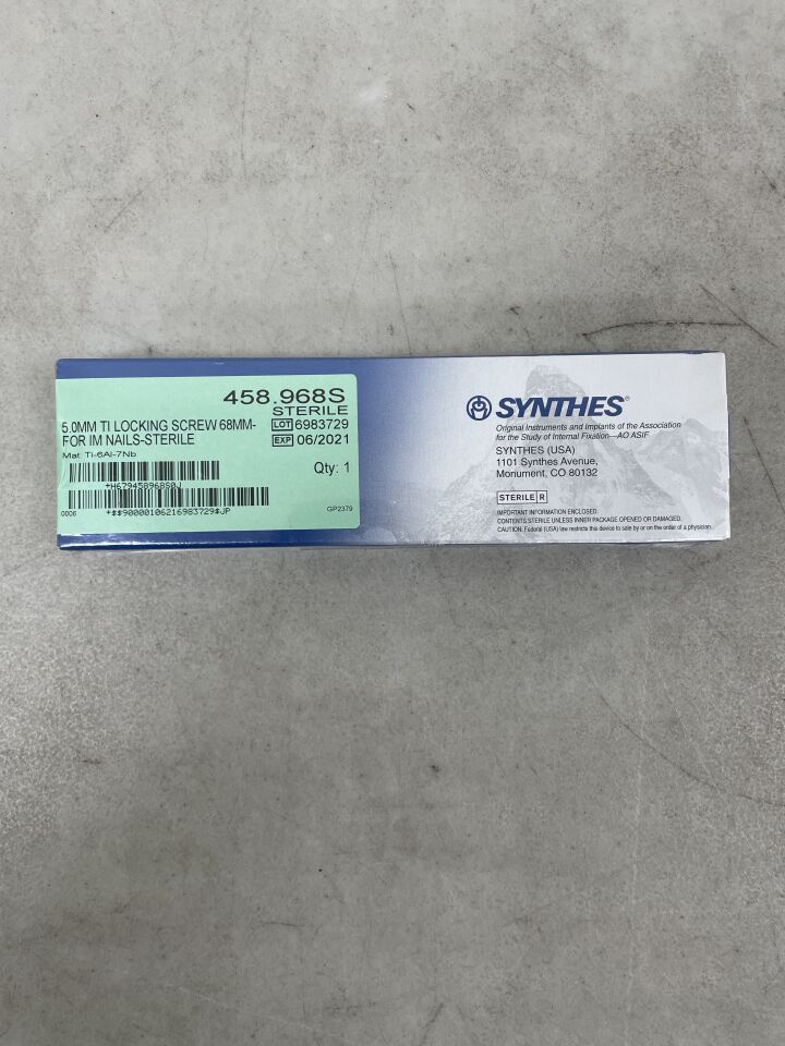 458.968S - SYNTHES - 5.0mm ti locking screw 68mm- for im nails, (BX/1) - ( Expiry Date: 2021-06-01 )