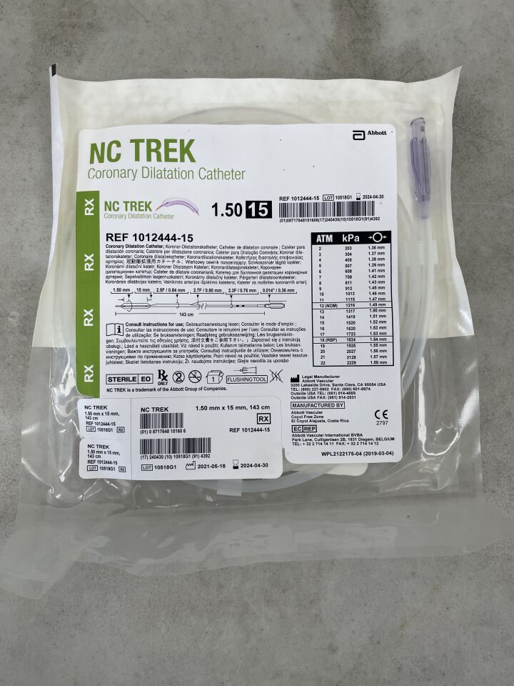 1012444-15 - ABBOTT - NC TREK Coronary Dilatation Catheter - RX - 1.50mm x 15mm, (EA) - ( Expiry Date: 2024-04-30 )