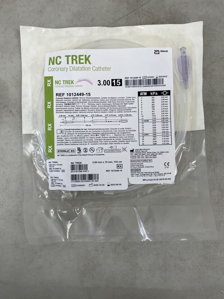 1012449-15 - ABBOTT - NC TREK Coronary Dilatation Catheter - RX - 3.00mm x 15mm, (EA) - ( Expiry Date: 2023-09-30 )