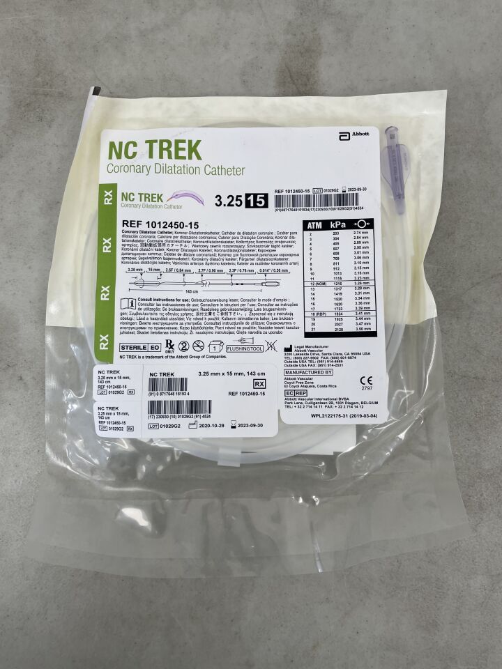 1012450-15 - ABBOTT - NC TREK Coronary Dilatation Catheter - RX - 3.25mm x 15mm, (EA) - ( Expiry Date: 2023-09-30 )