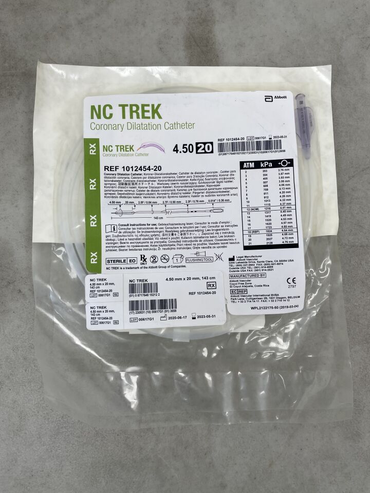 1012454-20 - ABBOTT - NC TREK Coronary Dilatation Catheter - RX - 4.50mm x 20mm, (EA) - ( Expiry Date: 2023-05-31 )