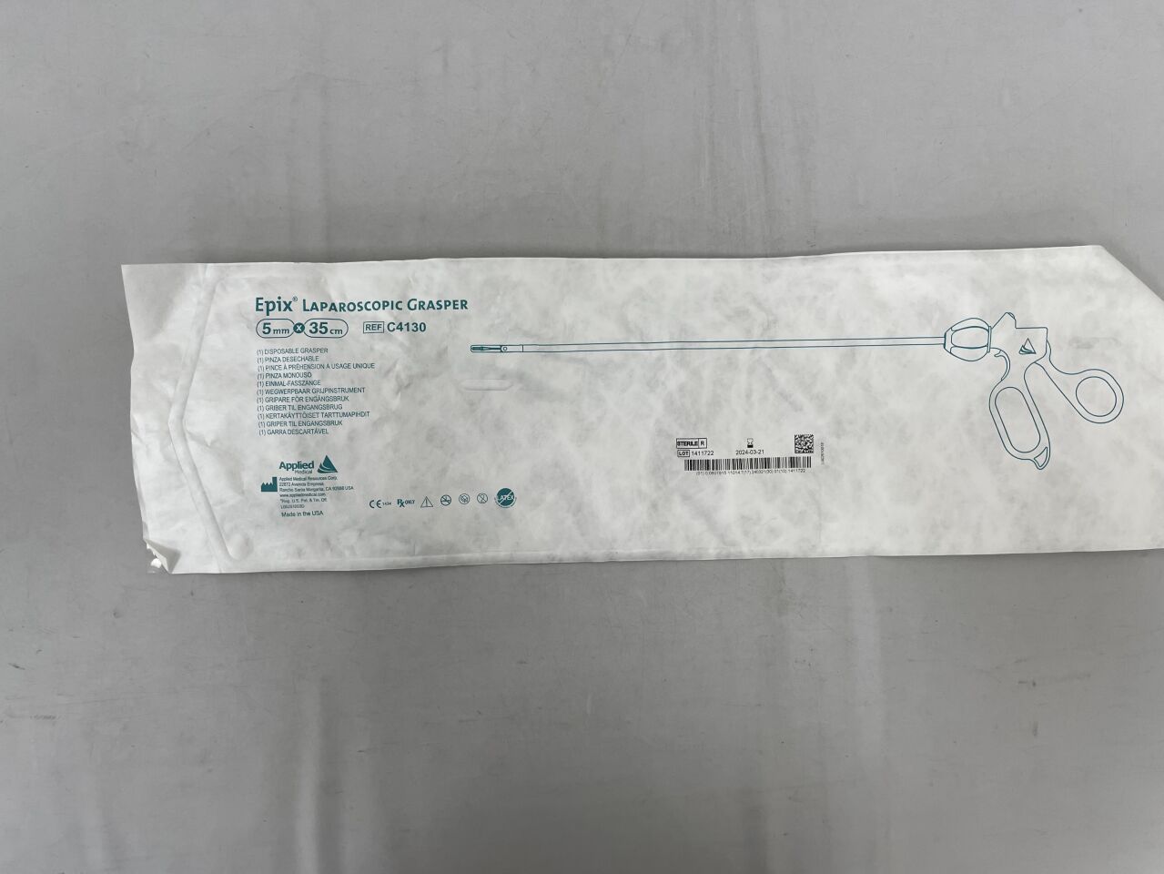 C4130 - APPLIED MEDICAL RESOURCES - Epix Laparoscopic Grasper, 5mm x 35cm, (EA) - ( Expiry Date: 2024-06-06 )
