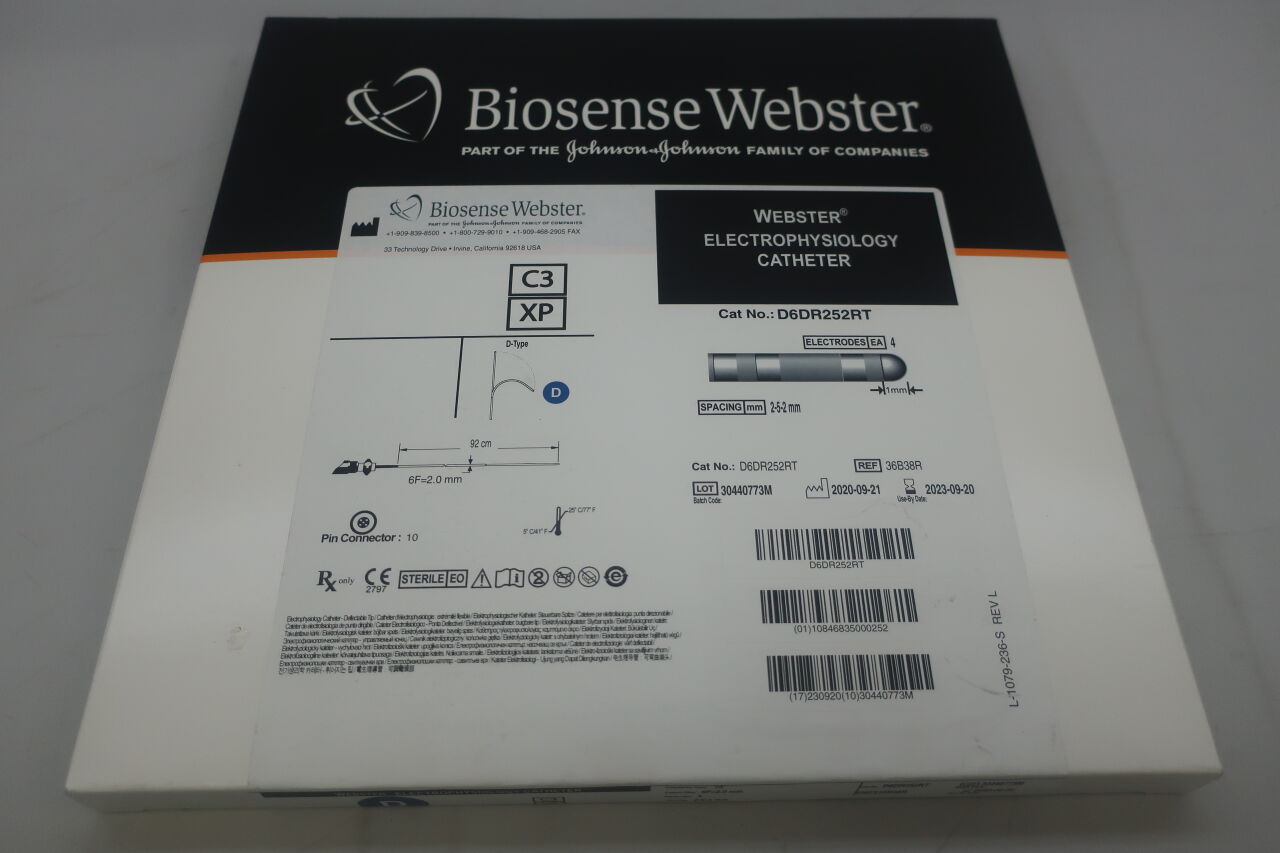 D6DR252RT - BIOSENSE WEBSTER - Electrophysiology Catheter, Deflectable Tip, 2-5-2mm spacing, 1mm, D-Type/Blue - 6Fr x 92cm, (BX/1) - ( Expiry Date: 2025-06-01 )
