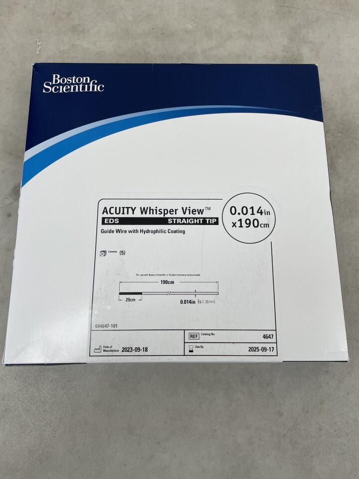 664647-101 - BOSTON SCIENTIFIC - ACUITY Whisper View Guidewire with Hydrophilic Coating - EDS, Straight Tip - .014" x 190cm, () - ( Expiry Date: 2025-09-17 )