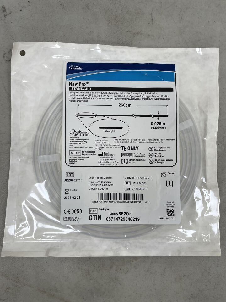 5620 - BOSTON SCIENTIFIC - NaviPro Hydrophilic Guidewire - Standard, Straight - .025" x 260cm, (EA) - ( Expiry Date: 2025-02-28 )