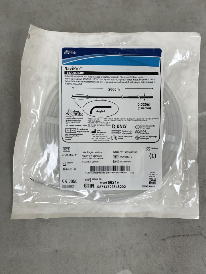 5621 - BOSTON SCIENTIFIC - NaviPro Hydrophilic Guidewire - Standard, Angled - .025" x 260cm, (EA) - ( Expiry Date: 2025-02-28 )