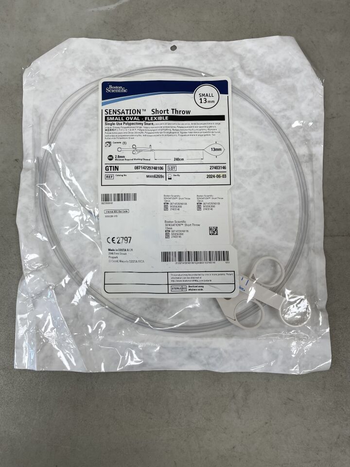 6269 - BOSTON SCIENTIFIC - SENSATION Short Throw Single-Use Polypectomy Snare - Small Oval, Flexible - 13mm, (EA) - ( Expiry Date: 2024-06-03 )