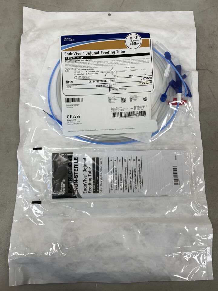 6632 - BOSTON SCIENTIFIC - Endovive Jenunal Feeding Tube Bent Tip 3-Port Through-the-PEG J-Tube Kit 8.5F / 68cm, (EA) - ( Expiry Date: 2025-02-12 )