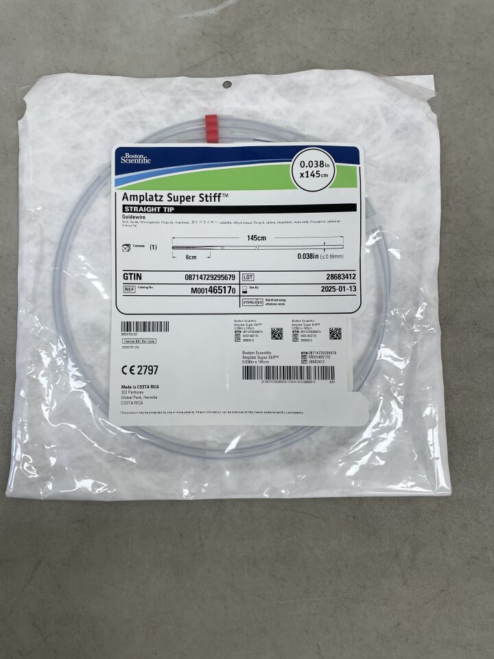 46517 - BOSTON SCIENTIFIC - Amplatz Super Stiff Guidewire - Straight Tip - .038" x 145cm, (EA) - ( Expiry Date: 2025-01-13 )