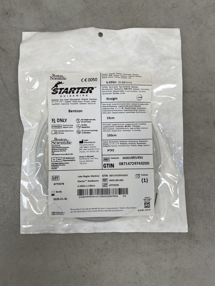 49145 - BOSTON SCIENTIFIC - Starter Guidewire - Bentson Straight - .035" x 150cm, (EA) - ( Expiry Date: 2025-01-31 )