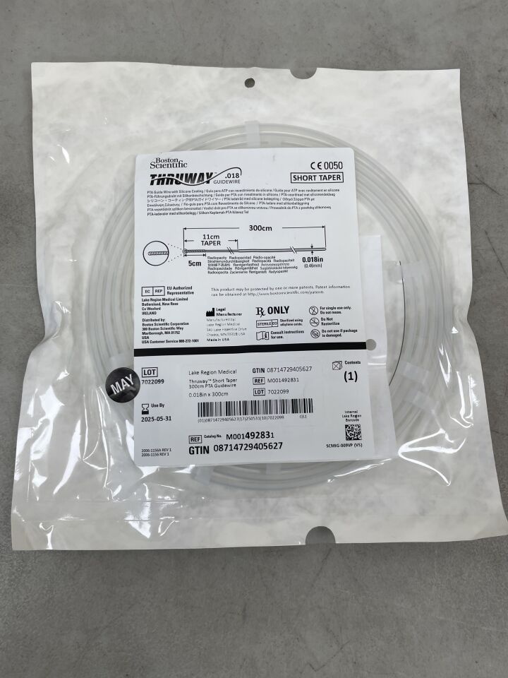 49283 - BOSTON SCIENTIFIC - Thruway PTA Guidewire - Short Taper - .018" x 300cm, () - ( Expiry Date: 2025-05-31 )