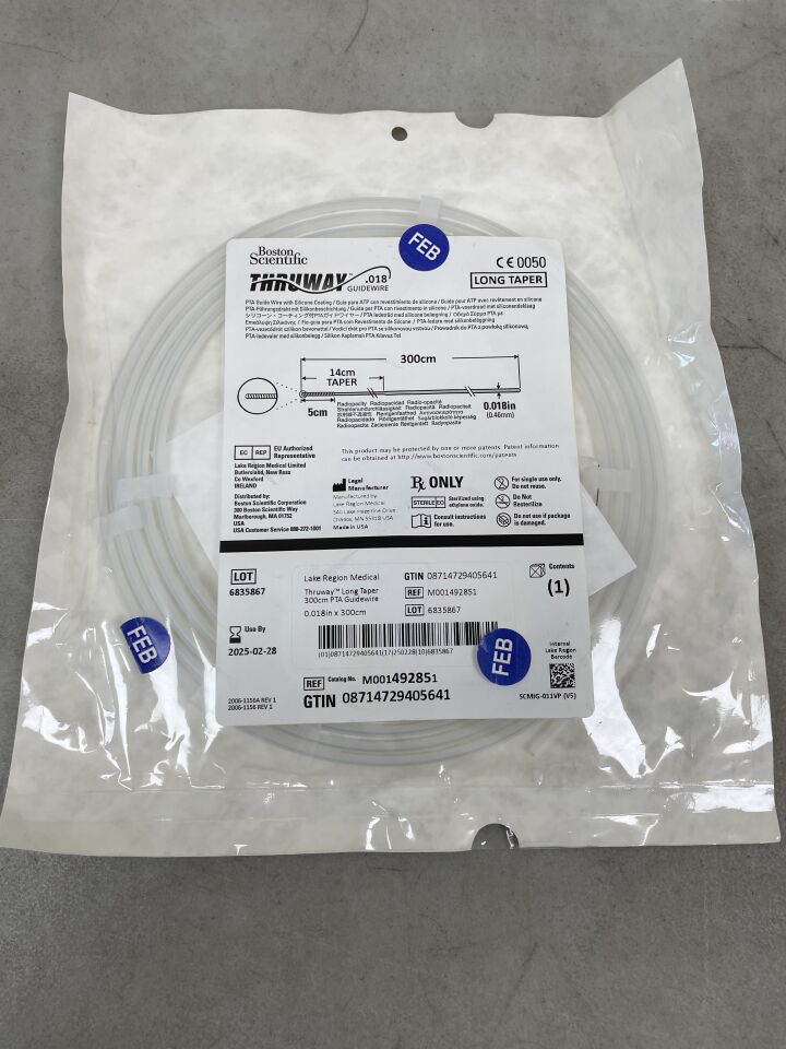 49285 - BOSTON SCIENTIFIC - Thruway PTA Guidewire - Long Taper - .018" x 300cm, (EA) - ( Expiry Date: 2025-02-28 )