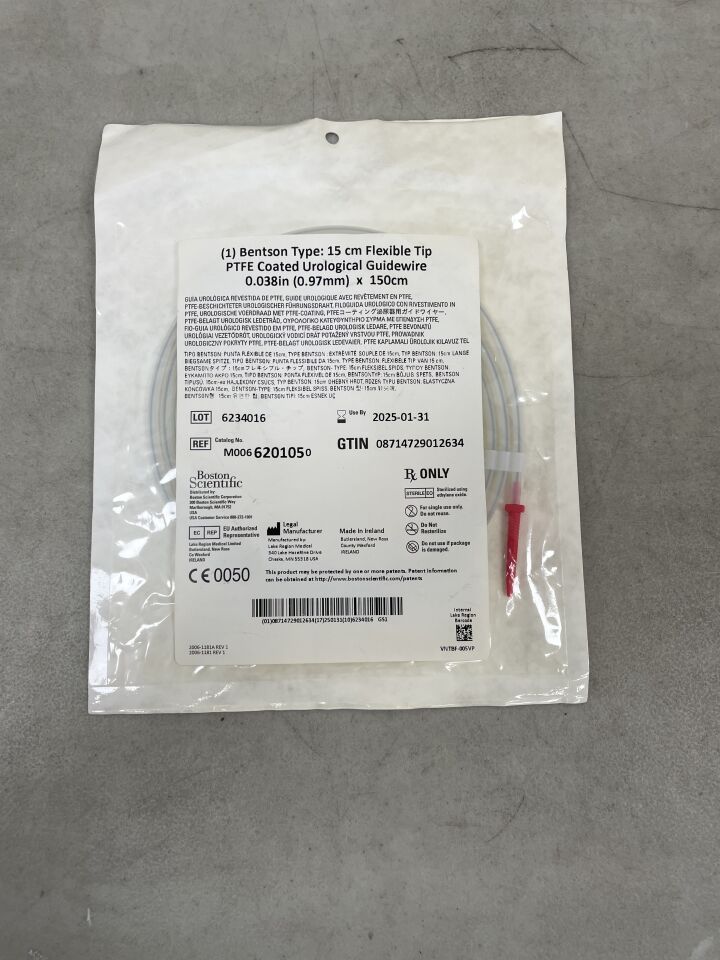 620105 - BOSTON SCIENTIFIC - PTFE Coated Urological Guidewire - Flexible Tip - .038" x 150cm, (EA) - ( Expiry Date: 2025-01-31 )