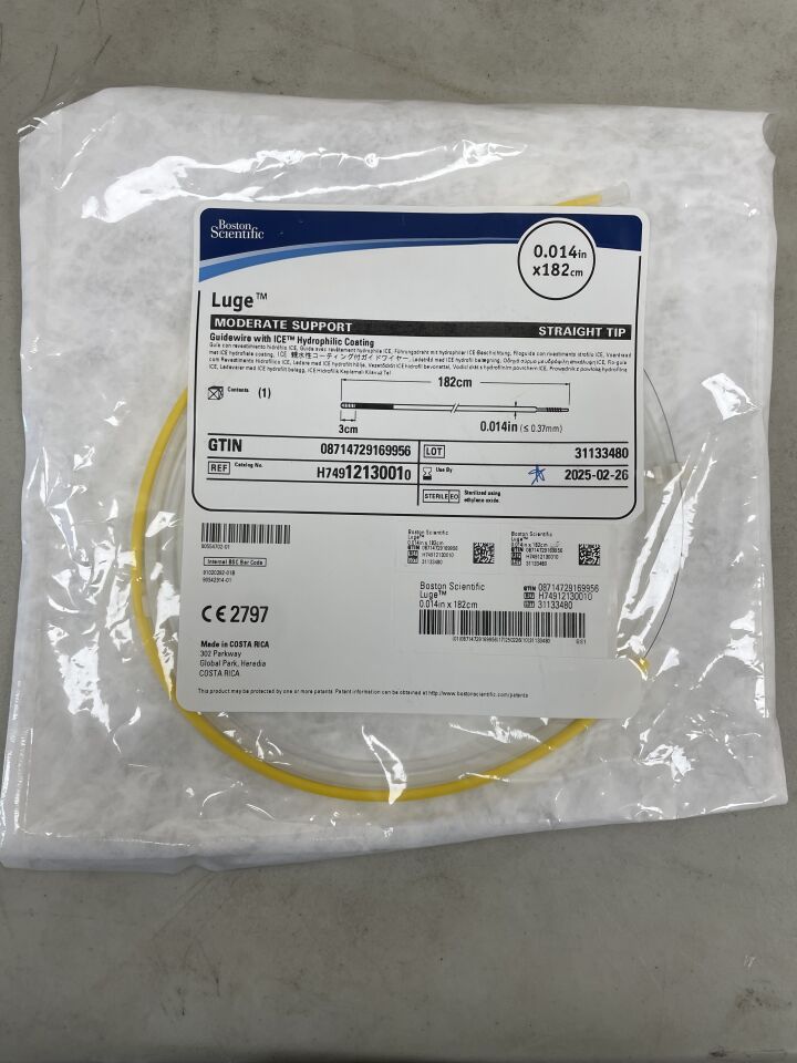 1213001 - BOSTON SCIENTIFIC - Luge Guidewire - ICE Hydrophilic Coating - Moderate Support, Straight Tip - .014" x 182cm, (EA) - ( Expiry Date: 2025-02-26 )