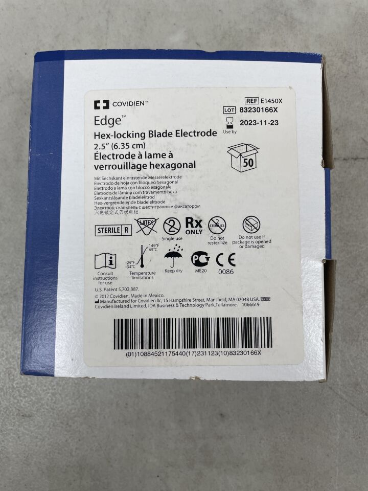 E1450X - COVIDIEN - Edge Hex-Locking Blade Electrode, 2.5in, (BX/50) - ( Expiry Date: 2023-11-23 )