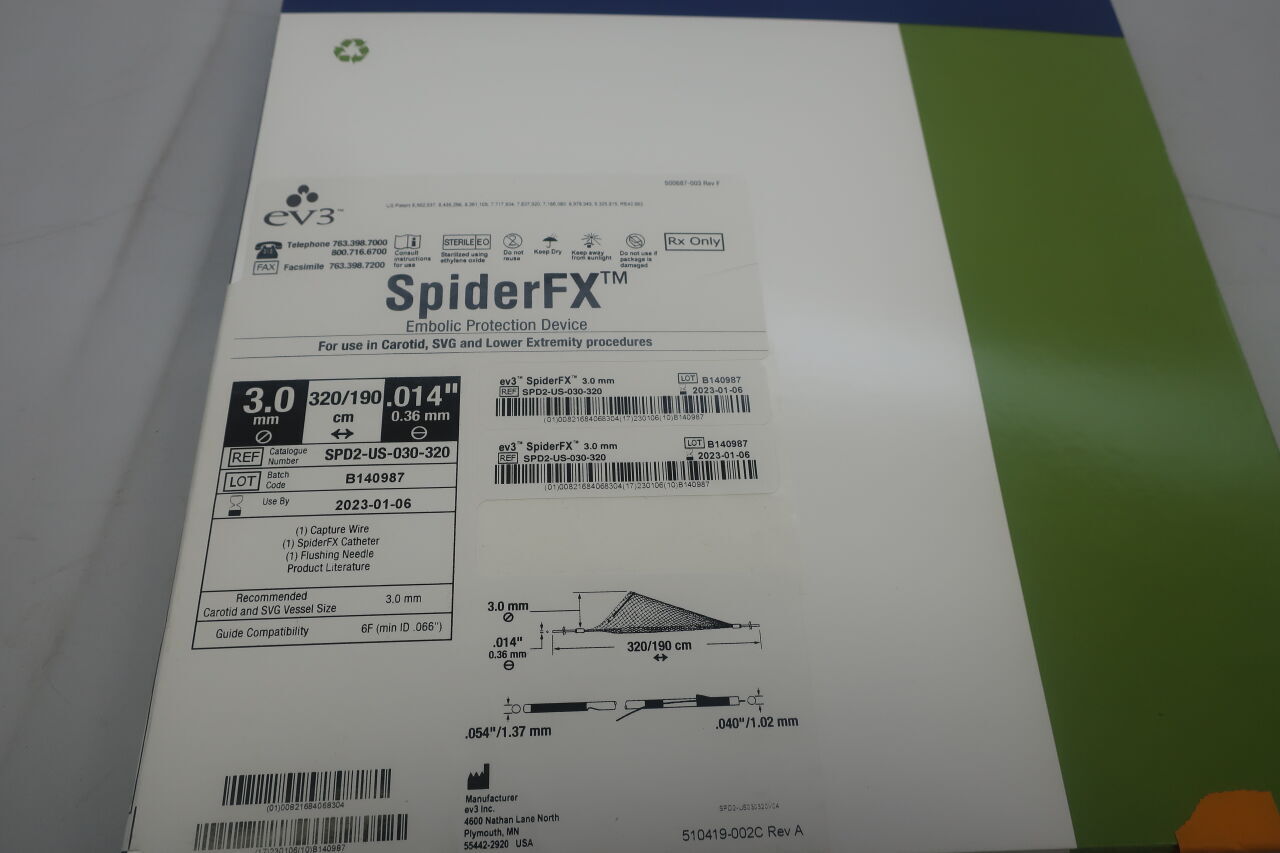 SPD2-US-030-320 - COVIDIEN - SpiderFX Embolic Protection Device, 3 mm Filter Size, 0/14" x 320/190cm, (BX/1) - ( Expiry Date: 2025-05-15 )