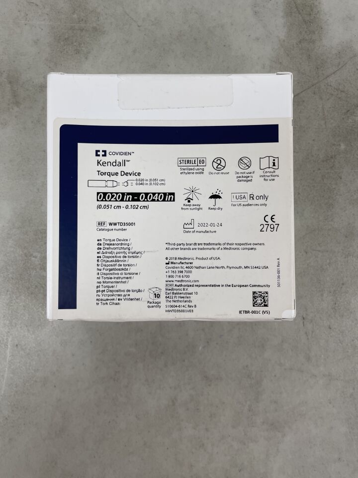 WWTD35001 - COVIDIEN - Kendall Guidewire Torque Device, 0.025"-0.038", (BX/10) - ( Expiry Date: 2025-01-01 )