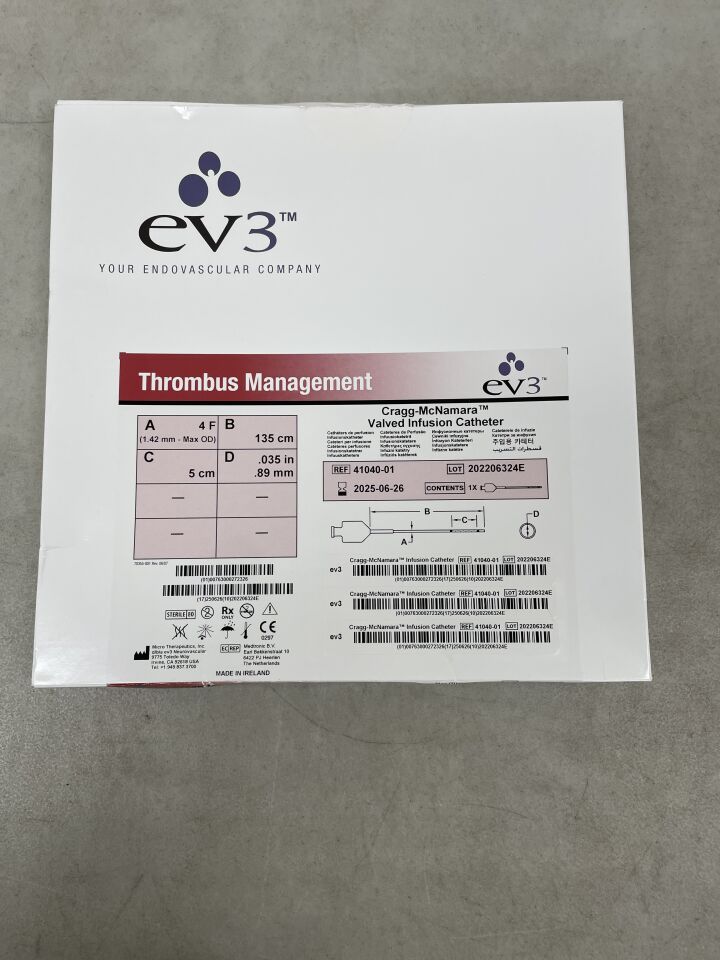 41040-01 - EV3 - Cragg-McNamara Valved Infusion Catheter 4F x 135cm x 5cm, (BX/1) - ( Expiry Date: 2025-06-26 )