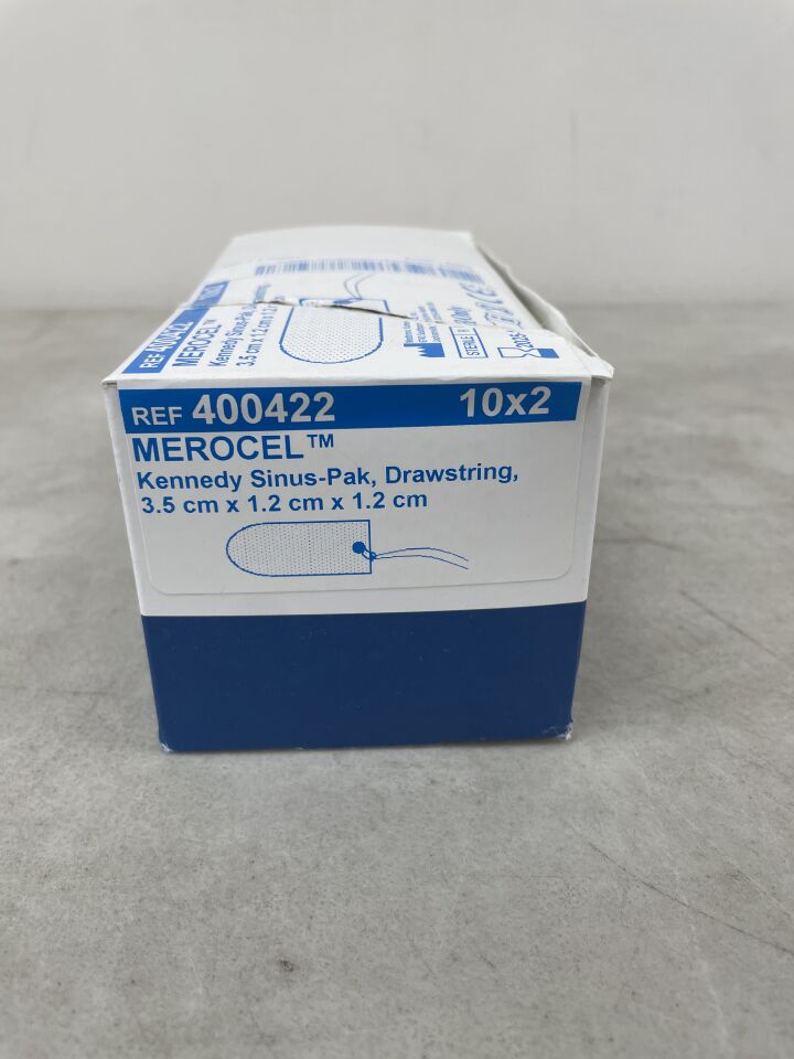 400422 - MEDTRONIC - Merocel Kennedy Sinus-Pak, Drawstring, Regular 3.5cm x 1.2cm x 1.2cm, (BX/10) - ( Expiry Date: 2025-10-06 )