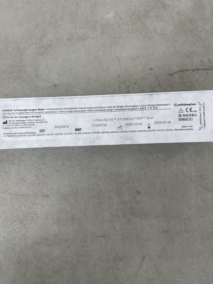72200728 - SMITH & NEPHEW - Dyonics 4.0mm Elite StoneCutter Burr, (EA) - ( Expiry Date: 2025-03-04 )