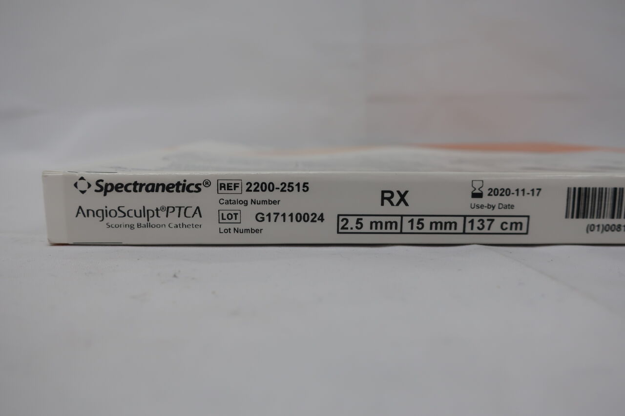 2200-2515 - SPECTRANETICS - AngioSculpt RX PTCA Scoring Balloon Catheter, 137 cm Length, 2.5 dia. x 15 mm Balloon Length, (BX/1) - ( Expiry Date: 2020-11-17 )