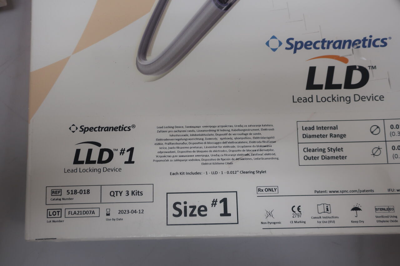 518-018 - SPECTRANETICS - Spectranetics Single-Use Lead Locking Device, Size #1, 0.013 to 0.016 in. Locking Range Diameter, () - ( Expiry Date: 2023-03-12 )